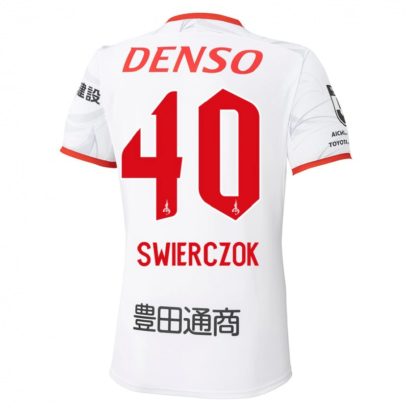 Danxen Enfant Maillot Jakub Swierczok #40 Blanc Rouge Tenues Extérieur 2025/26 T-Shirt