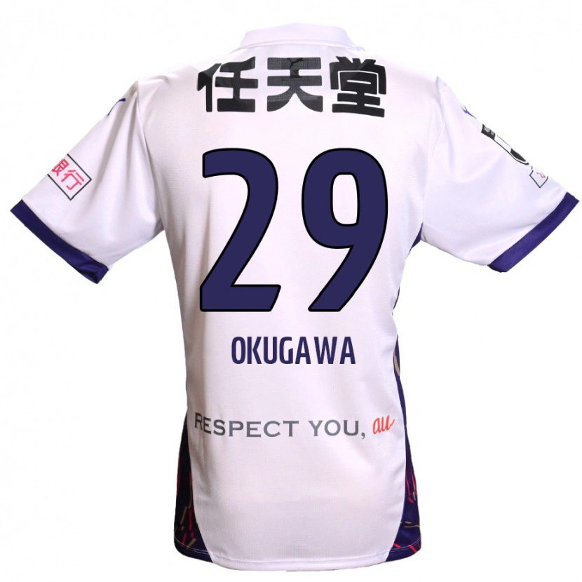 Danxen Enfant Maillot Masaya Okugawa #29 Blanc Violet Noir Tenues Extérieur 2025/26 T-Shirt