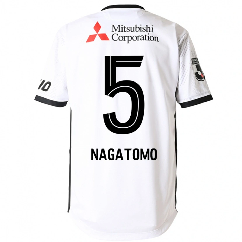 Danxen Enfant Maillot Yuto Nagatomo #5 Blanc Noir Tenues Extérieur 2025/26 T-Shirt