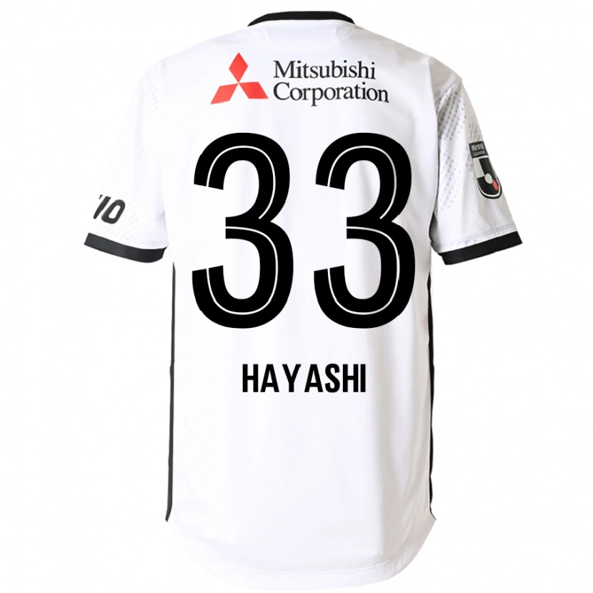 Danxen Enfant Maillot Akihiro Hayashi #33 Blanc Noir Tenues Extérieur 2025/26 T-Shirt