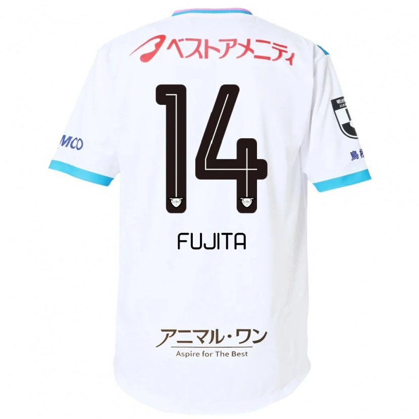Danxen Enfant Maillot Naoyuki Fujita #14 Blanc Rose Tenues Extérieur 2025/26 T-Shirt