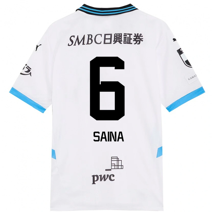 Danxen Enfant Maillot Yuta Saina #6 Blanc Bleu Ciel Tenues Extérieur 2025/26 T-Shirt