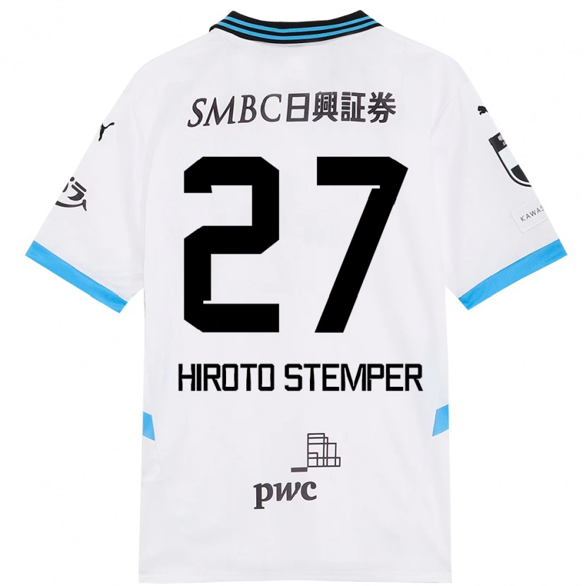 Danxen Enfant Maillot Luka Hiroto Stemper #27 Blanc Bleu Ciel Tenues Extérieur 2025/26 T-Shirt