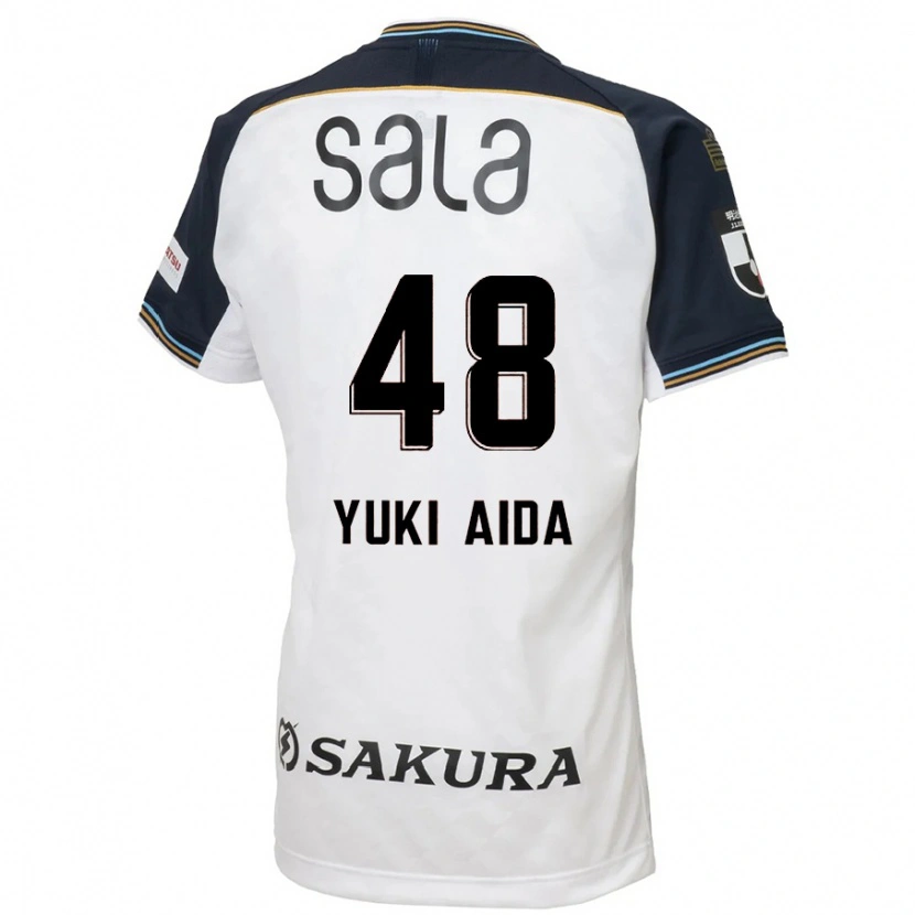 Danxen Enfant Maillot Yuki Aida #48 Blanc Noir Tenues Extérieur 2025/26 T-Shirt