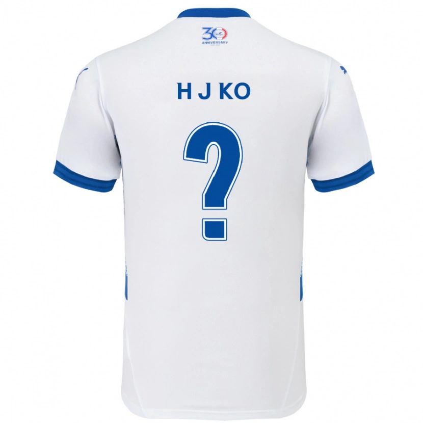 Danxen Enfant Maillot Jong-Hyun Ko #0 Blanc Bleu Royal Tenues Extérieur 2025/26 T-Shirt