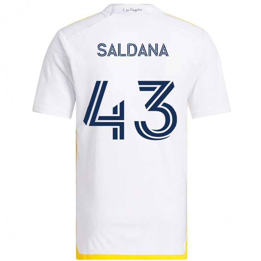 Danxen Homme Maillot Adam Saldaña #43 Blanc Jaune Tenues Domicile 2025/26 T-Shirt