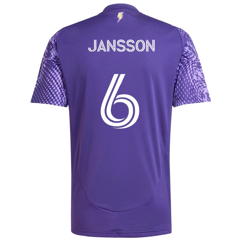 Danxen Homme Maillot Robin Jansson #6 Blanc Violet Tenues Domicile 2025/26 T-Shirt