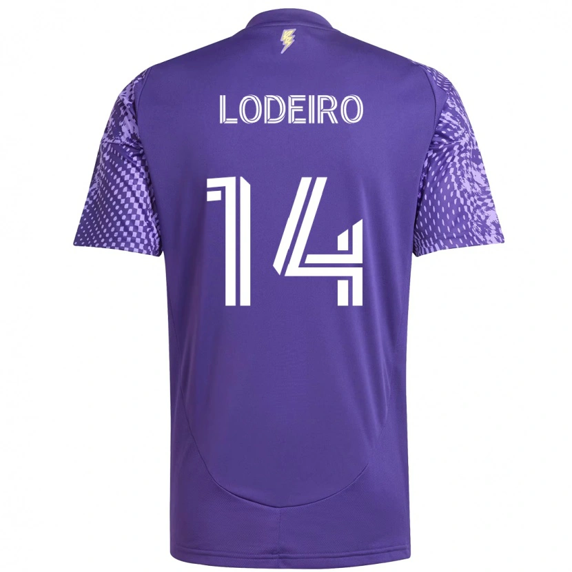 Danxen Homme Maillot Nicolás Lodeiro #14 Violet Blanc Tenues Domicile 2025/26 T-Shirt