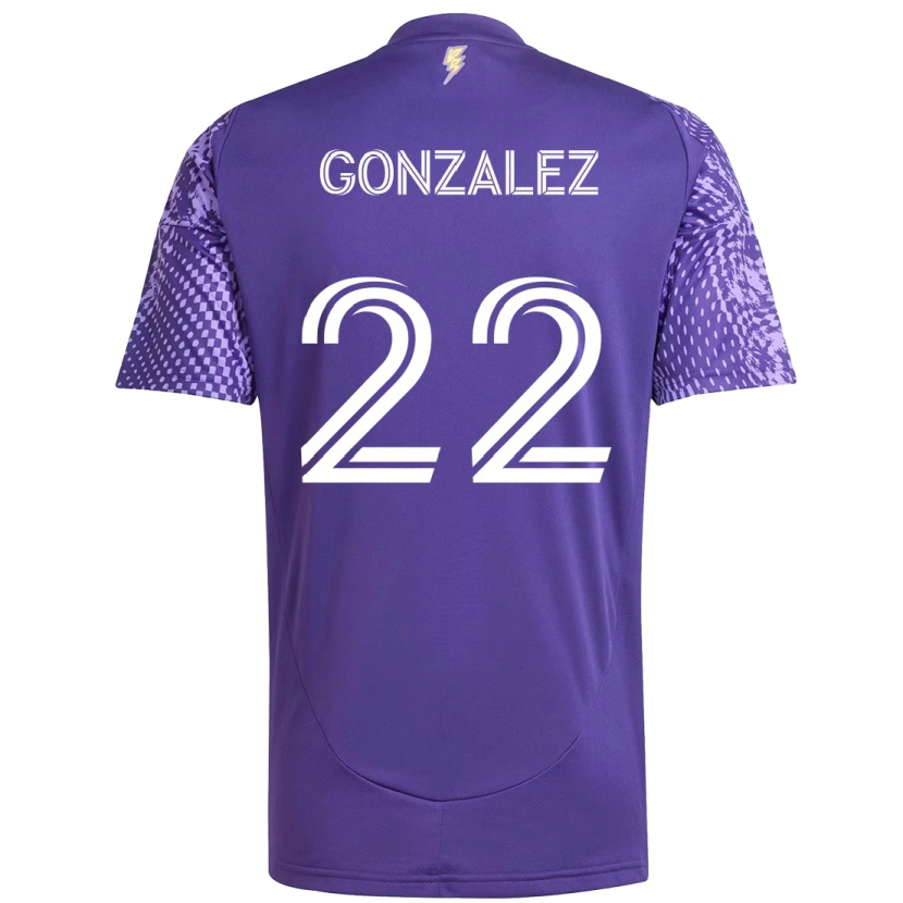Danxen Homme Maillot Gastón González #22 Blanc Violet Tenues Domicile 2025/26 T-Shirt