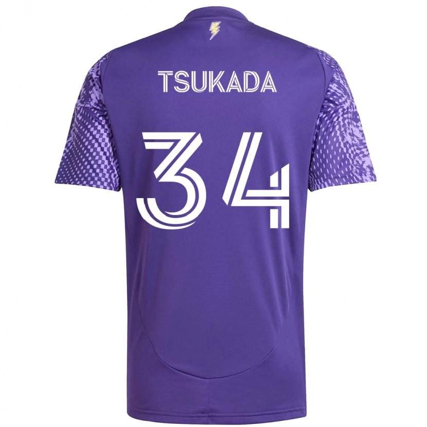 Danxen Homme Maillot Yutaro Tsukada #34 Blanc Violet Tenues Domicile 2025/26 T-Shirt