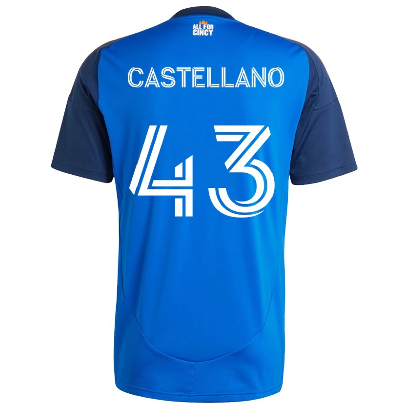 Danxen Homme Maillot Jesús Castellano #43 Blanc Bleu Orange Tenues Domicile 2025/26 T-Shirt