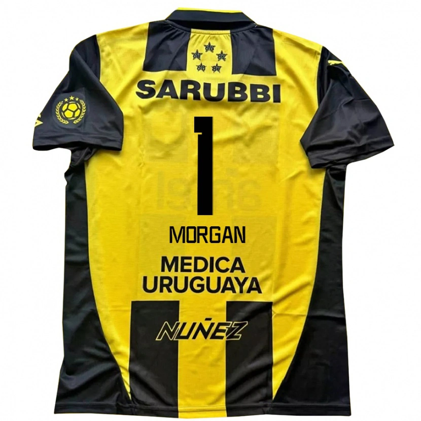 Danxen Homme Maillot Kevin Morgan #1 Jaune Noir Tenues Domicile 2025/26 T-Shirt