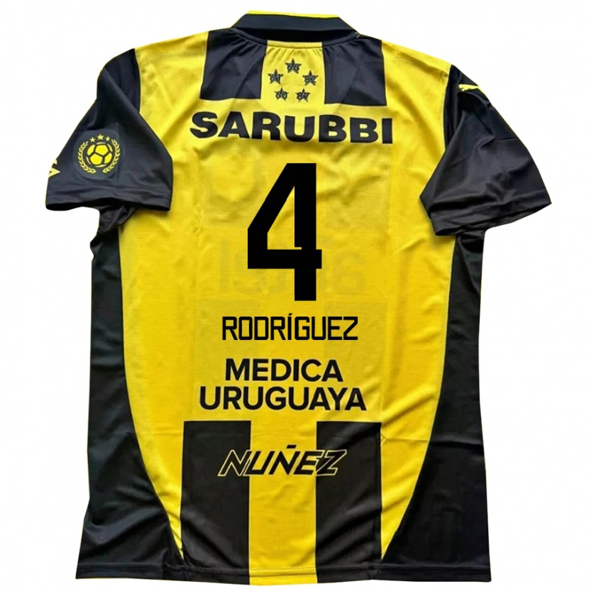 Danxen Homme Maillot Guzmán Rodríguez #4 Noir Jaune Tenues Domicile 2025/26 T-Shirt