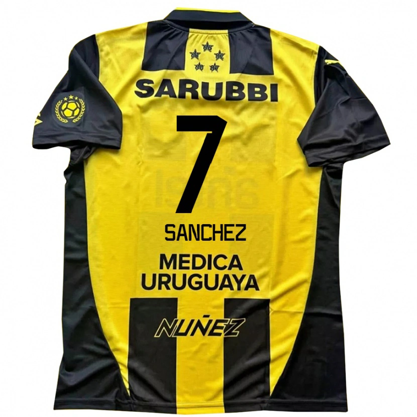 Danxen Homme Maillot Carlos Sánchez #7 Jaune Noir Tenues Domicile 2025/26 T-Shirt