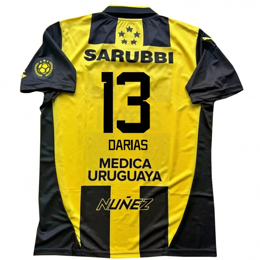 Danxen Homme Maillot Eduardo Darias #13 Noir Jaune Tenues Domicile 2025/26 T-Shirt