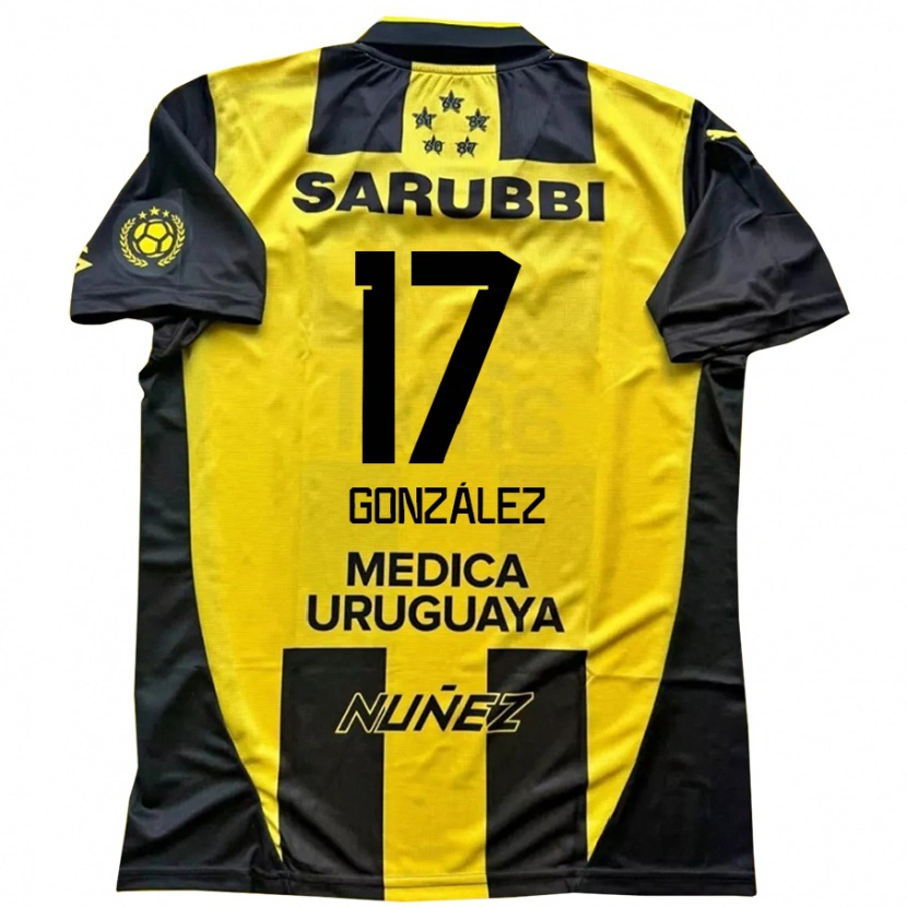 Danxen Homme Maillot Luciano González #17 Jaune Noir Tenues Domicile 2025/26 T-Shirt