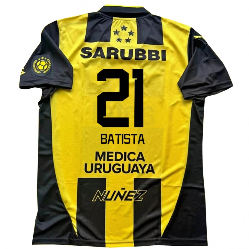 Danxen Homme Maillot Facundo Batista #21 Noir Jaune Tenues Domicile 2025/26 T-Shirt