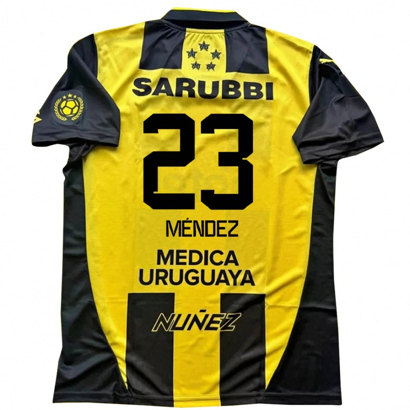 Danxen Homme Maillot Javier Méndez #23 Noir Jaune Tenues Domicile 2025/26 T-Shirt