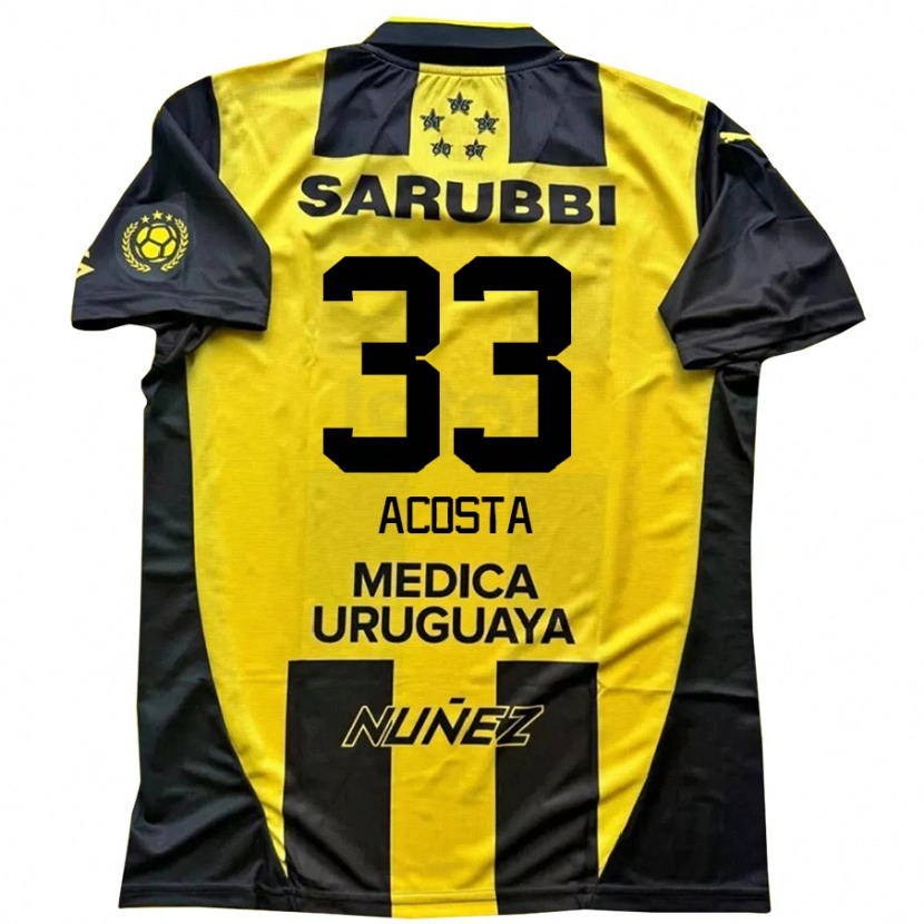Danxen Homme Maillot Nahuel Acosta #33 Noir Jaune Tenues Domicile 2025/26 T-Shirt