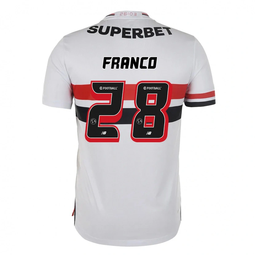 Danxen Homme Maillot Alan Franco #28 Rouge Noir Blanc Tenues Domicile 2025/26 T-Shirt