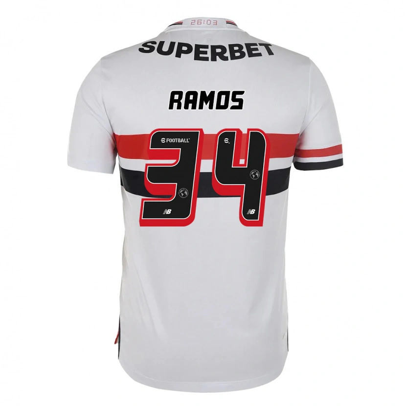 Danxen Homme Maillot Raí Ramos #34 Rouge Noir Blanc Tenues Domicile 2025/26 T-Shirt