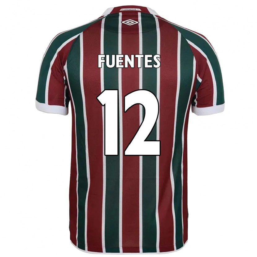 Danxen Homme Maillot Gabriel Fuentes #12 Blanc Vert Bordeaux Tenues Domicile 2025/26 T-Shirt