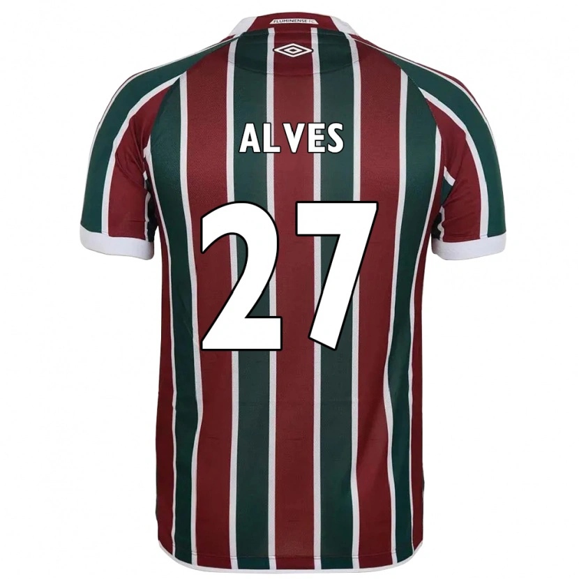 Danxen Homme Maillot Felipe Alves #27 Blanc Vert Bordeaux Tenues Domicile 2025/26 T-Shirt