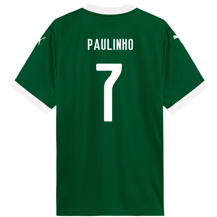Danxen Homme Maillot Paulinho #7 Blanc Vert Tenues Domicile 2025/26 T-Shirt