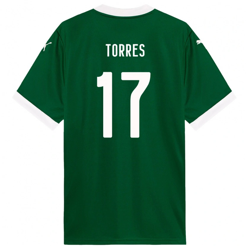 Danxen Homme Maillot Facundo Torres #17 Blanc Vert Tenues Domicile 2025/26 T-Shirt