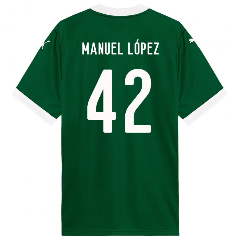 Danxen Homme Maillot José Manuel López #42 Blanc Vert Tenues Domicile 2025/26 T-Shirt