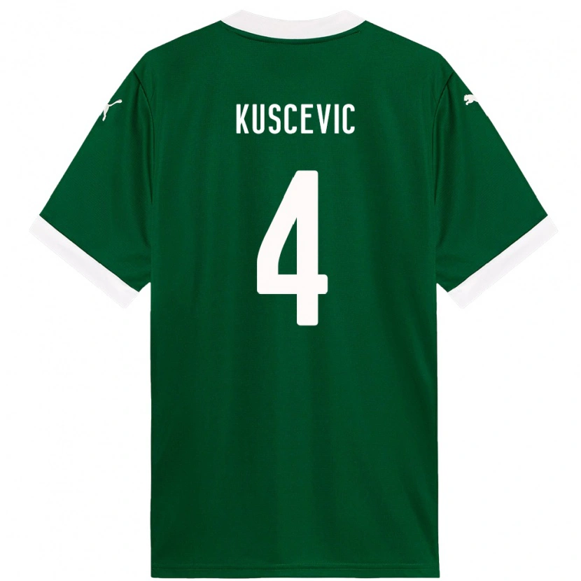 Danxen Homme Maillot Benjamin Kuscevic #4 Blanc Vert Tenues Domicile 2025/26 T-Shirt
