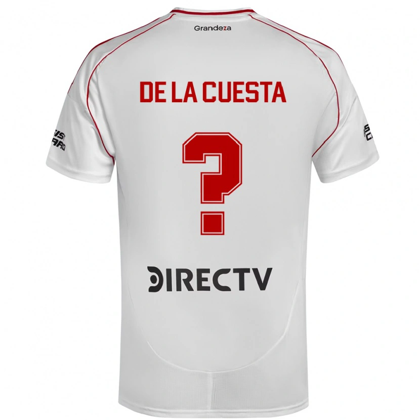 Danxen Homme Maillot Agustín De La Cuesta #0 Blanc Rouge Tenues Domicile 2025/26 T-Shirt