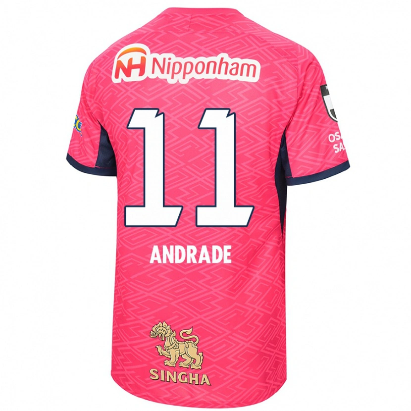 Danxen Homme Maillot Thiago Andrade #11 Rose Sakura Blanc Tenues Domicile 2025/26 T-Shirt