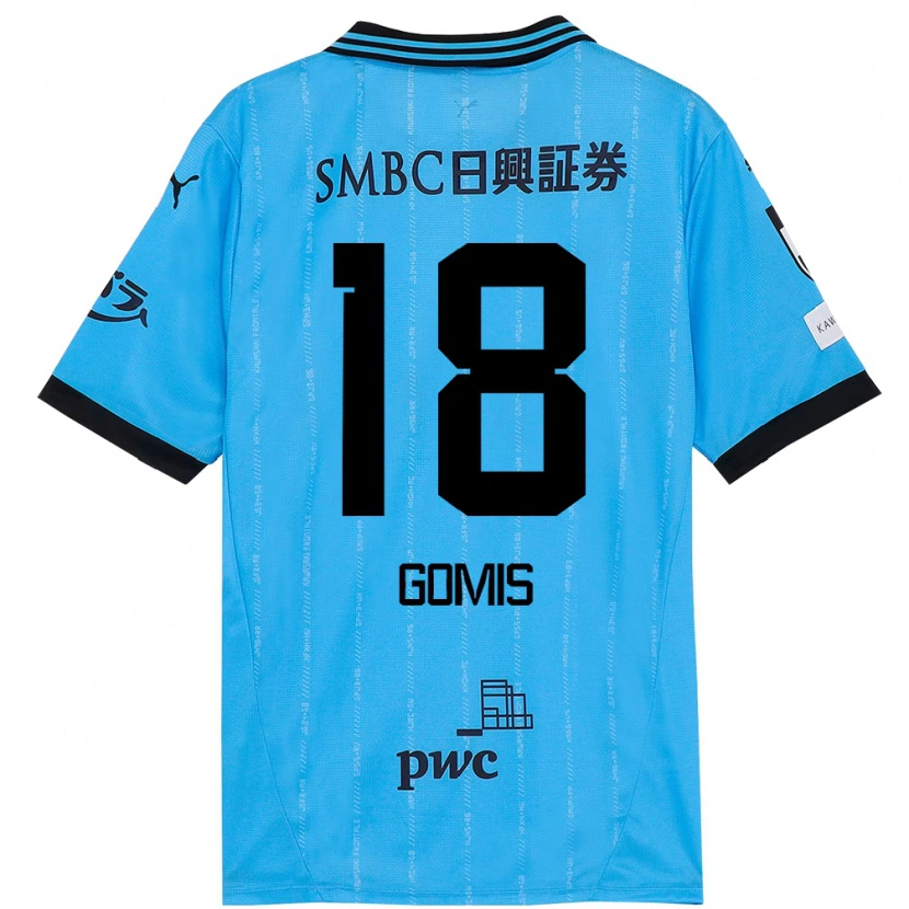 Danxen Homme Maillot Bafétimbi Gomis #18 Bleu Ciel Noir Tenues Domicile 2025/26 T-Shirt