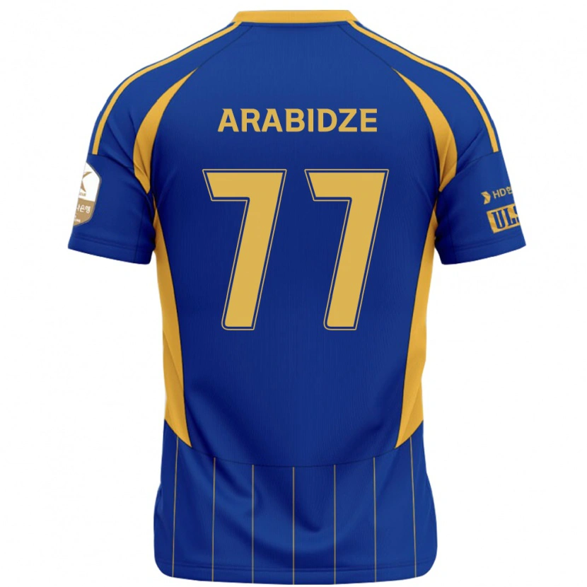 Danxen Homme Maillot Giorgi Arabidze #77 Bleu Royal Jaune Tenues Domicile 2025/26 T-Shirt