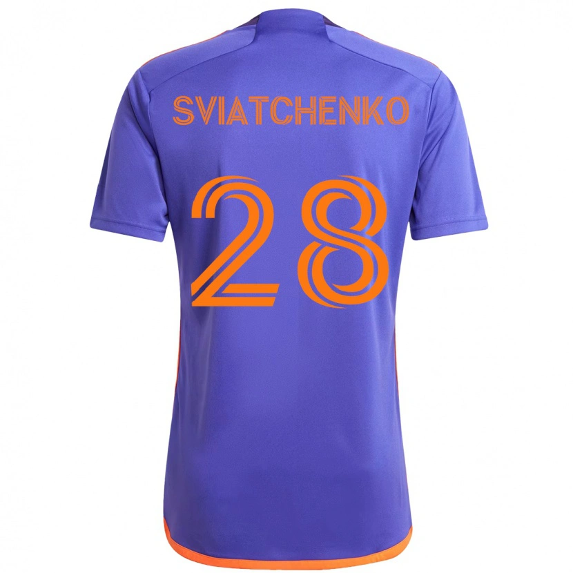 Danxen Homme Maillot Erik Sviatchenko #28 Violet Orange Tenues Extérieur 2025/26 T-Shirt