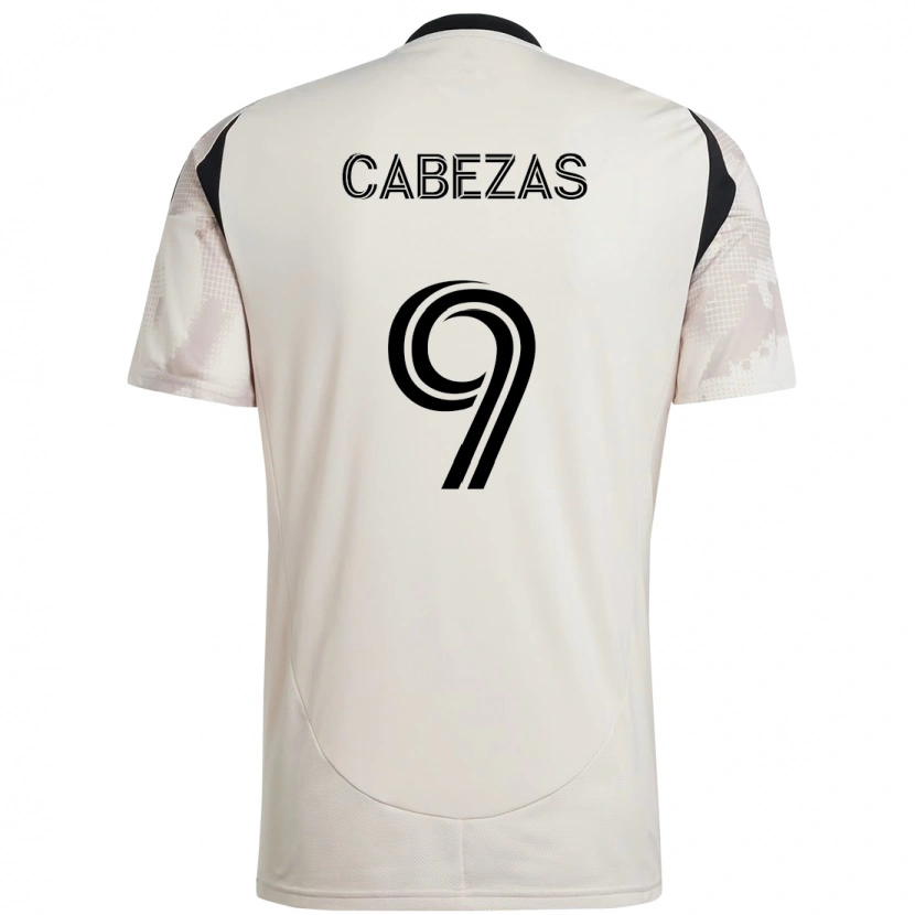 Danxen Homme Maillot Jorge Cabezas #9 Beige Noir Tenues Extérieur 2025/26 T-Shirt