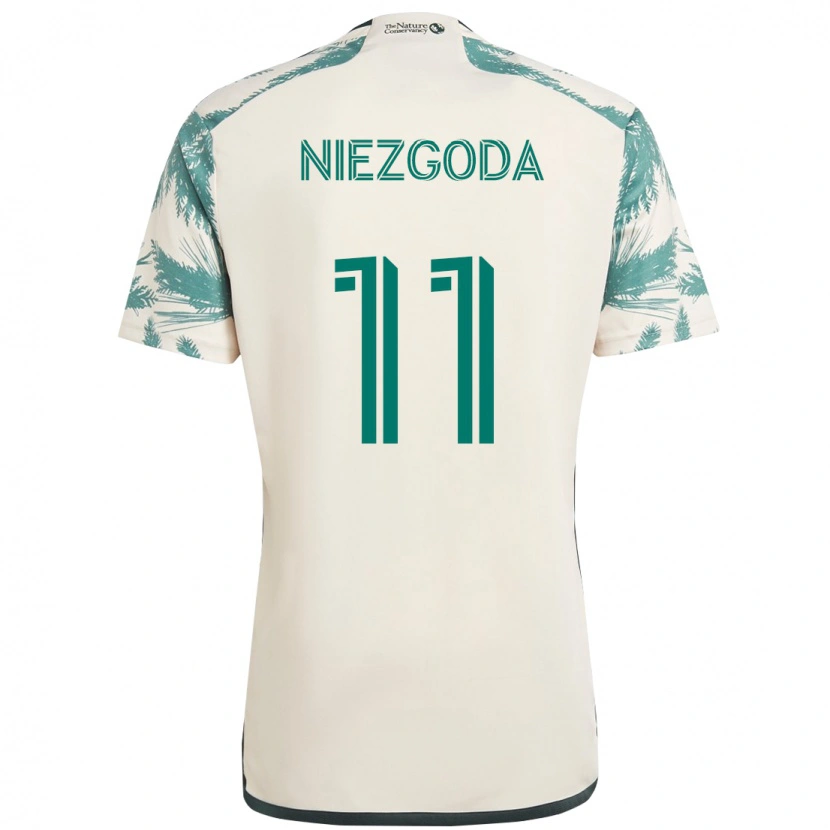 Danxen Homme Maillot Jaroslaw Niezgoda #11 Beige Vert Tenues Extérieur 2025/26 T-Shirt
