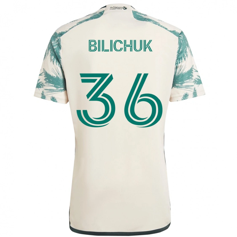 Danxen Homme Maillot Ryan Bilichuk #36 Beige Vert Tenues Extérieur 2025/26 T-Shirt
