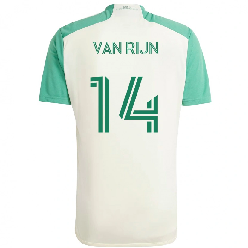 Danxen Homme Maillot Nico Van Rijn #14 Blanc Vert Tenues Extérieur 2025/26 T-Shirt