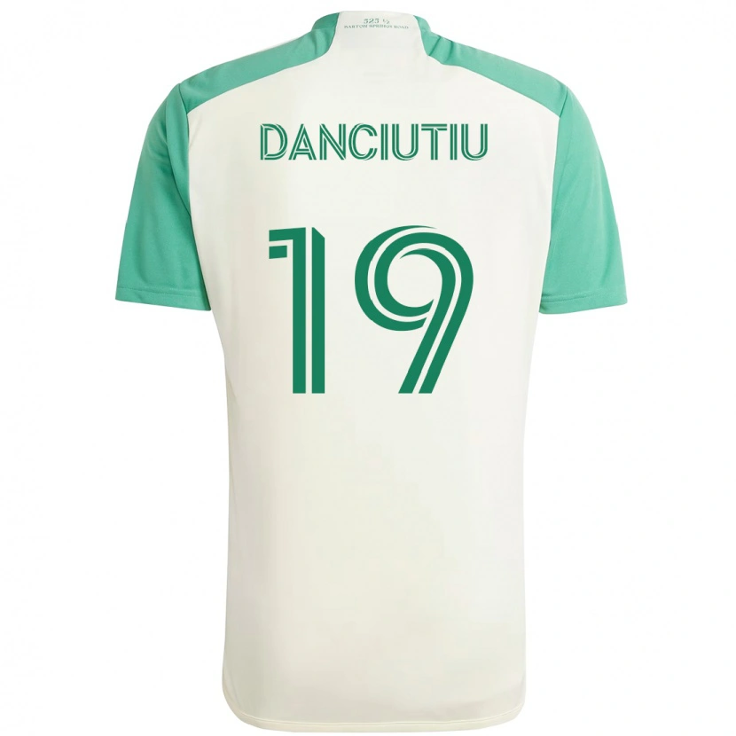 Danxen Homme Maillot Vlad Dănciuțiu #19 Blanc Vert Tenues Extérieur 2025/26 T-Shirt