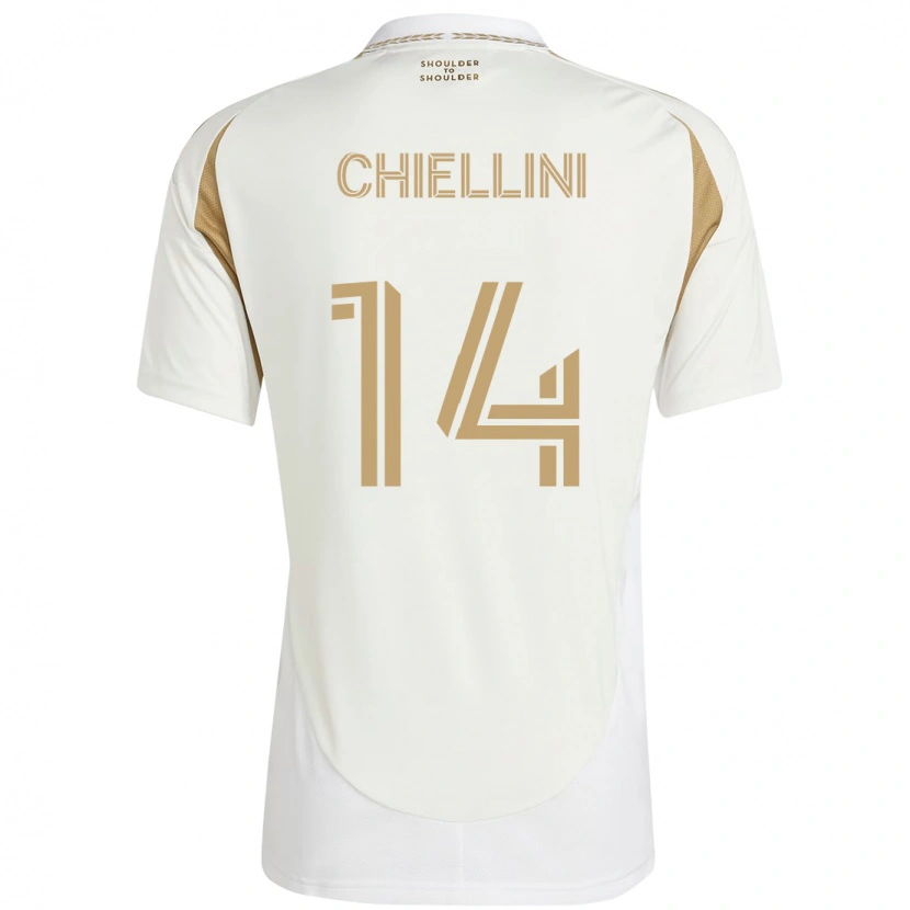 Danxen Homme Maillot Giorgio Chiellini #14 Blanc Marron Tenues Extérieur 2025/26 T-Shirt