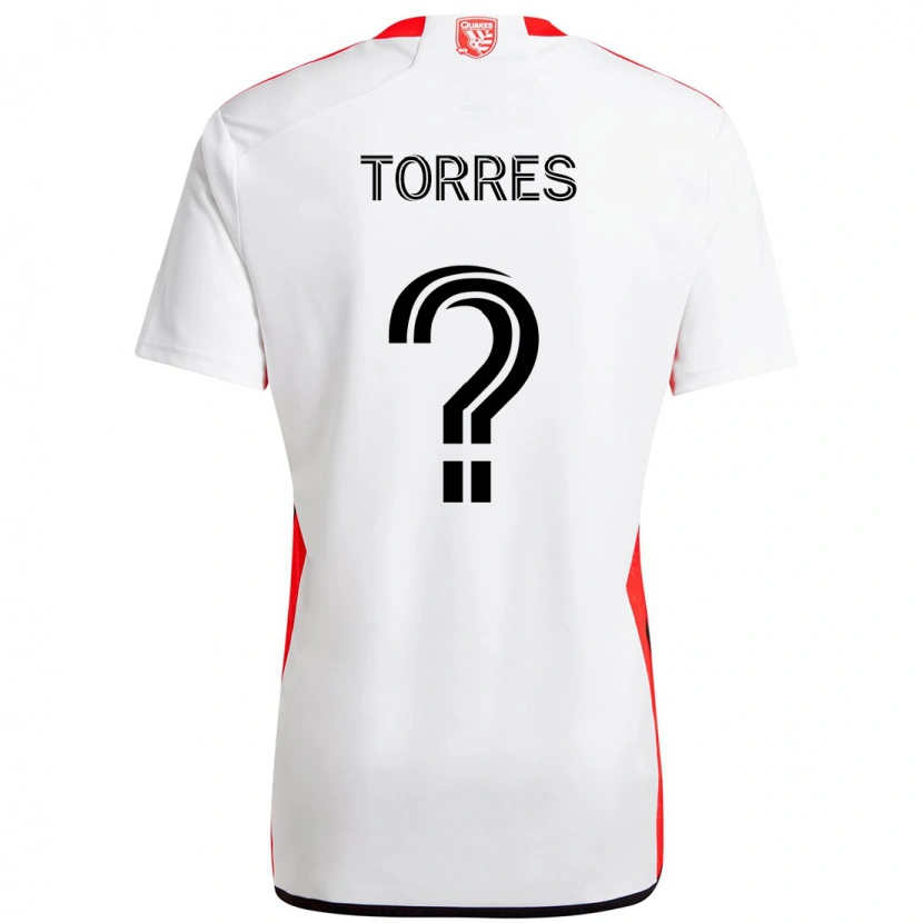 Danxen Homme Maillot Jorge Torres #0 Blanc Rouge Tenues Extérieur 2025/26 T-Shirt
