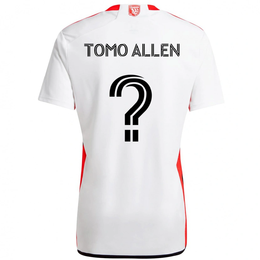 Danxen Homme Maillot Tomo Allen #0 Blanc Rouge Tenues Extérieur 2025/26 T-Shirt