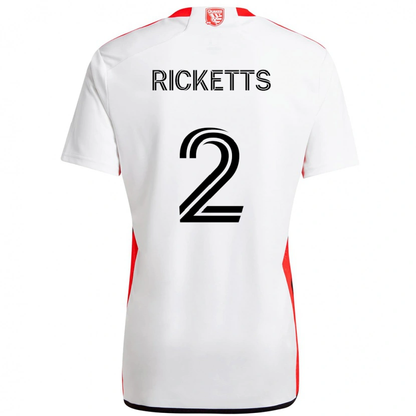 Danxen Homme Maillot Jamar Ricketts #2 Blanc Rouge Tenues Extérieur 2025/26 T-Shirt