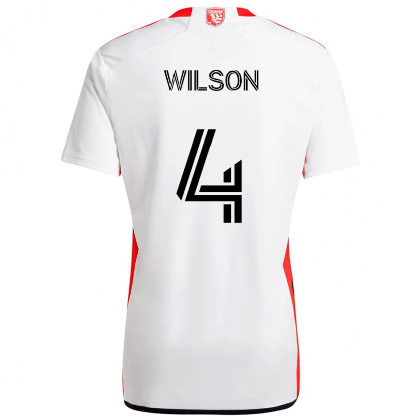 Danxen Homme Maillot Bruno Wilson #4 Blanc Rouge Tenues Extérieur 2025/26 T-Shirt