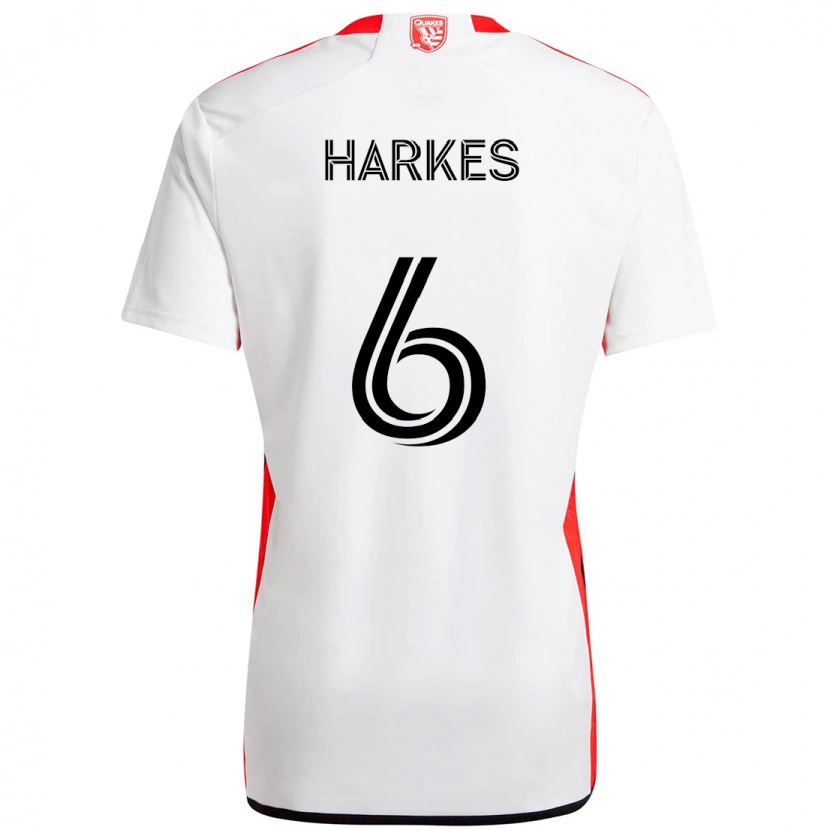 Danxen Homme Maillot Ian Harkes #6 Blanc Rouge Tenues Extérieur 2025/26 T-Shirt