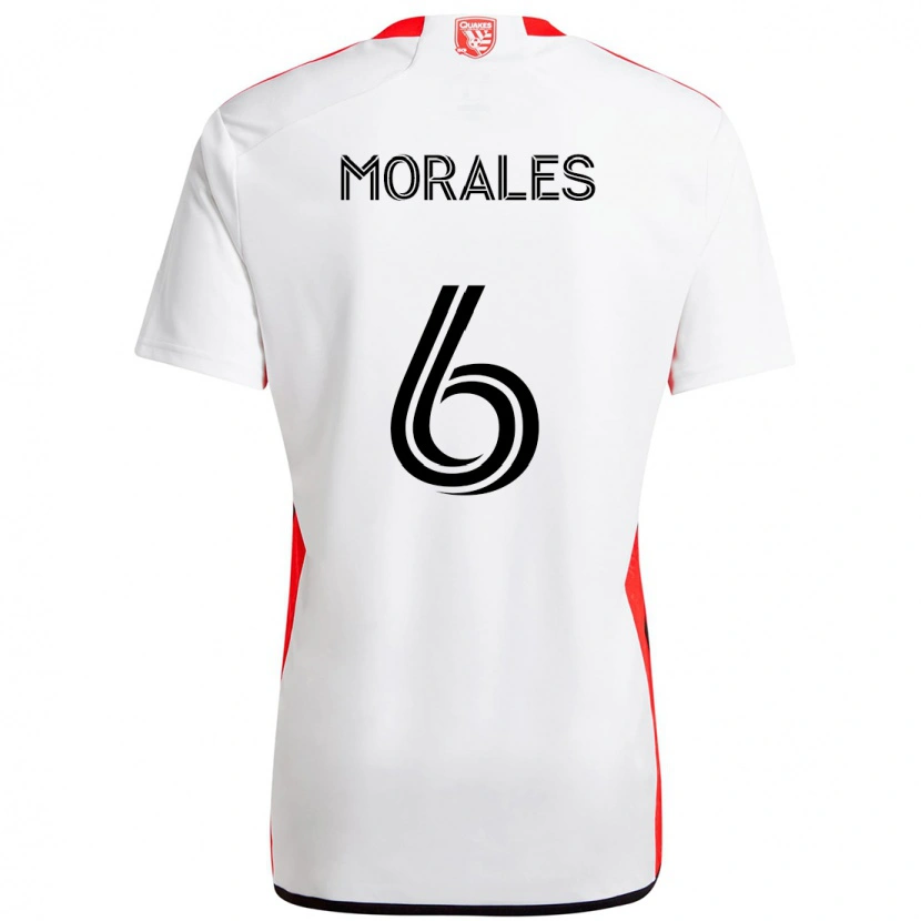 Danxen Homme Maillot Alfredo Morales #6 Blanc Rouge Tenues Extérieur 2025/26 T-Shirt