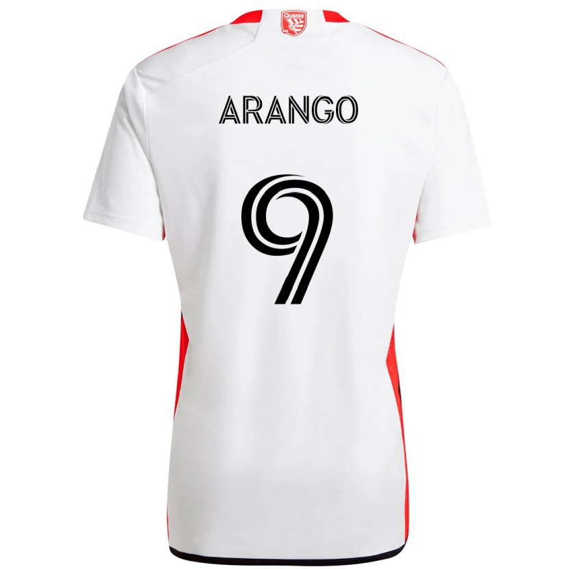 Danxen Homme Maillot Cristian Arango #9 Blanc Rouge Tenues Extérieur 2025/26 T-Shirt