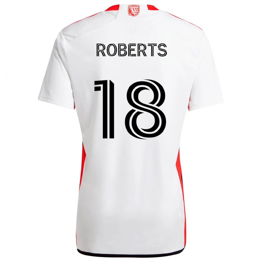 Danxen Homme Maillot Reid Roberts #18 Blanc Rouge Tenues Extérieur 2025/26 T-Shirt